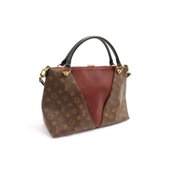 LOUIS VUITTON - Monogram Canvas Brown & Burgundy V TOTE MM Shoulder Bag - Picture 12 of 12